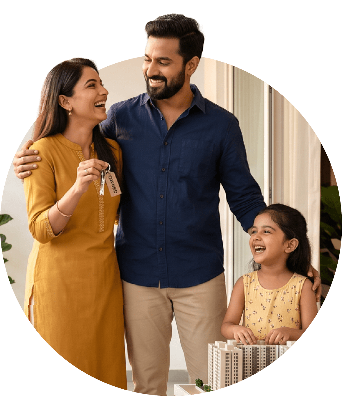Family celebrating their new home